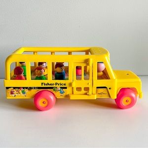 1965 Vintage Fisher Price Little People 192 School Bus With 7 People